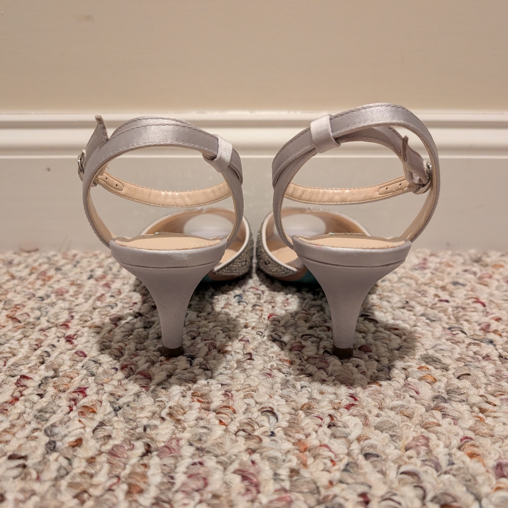 Sparkly Rhinestone Silver Betsey Johnson Heels - Picture 3 of 6